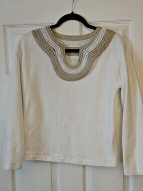 Pure Jill Sweater Trim Sweatshirt Size S